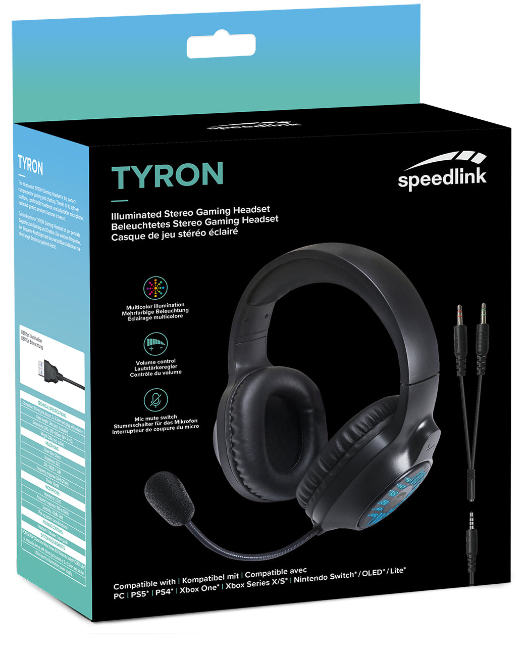 SPEEDLINK TYRON Gaming-Headset – On-Ear, Stereo, Kabelgebunden, 3,5 mm Klinke, für PlayStation 4, Schwarz