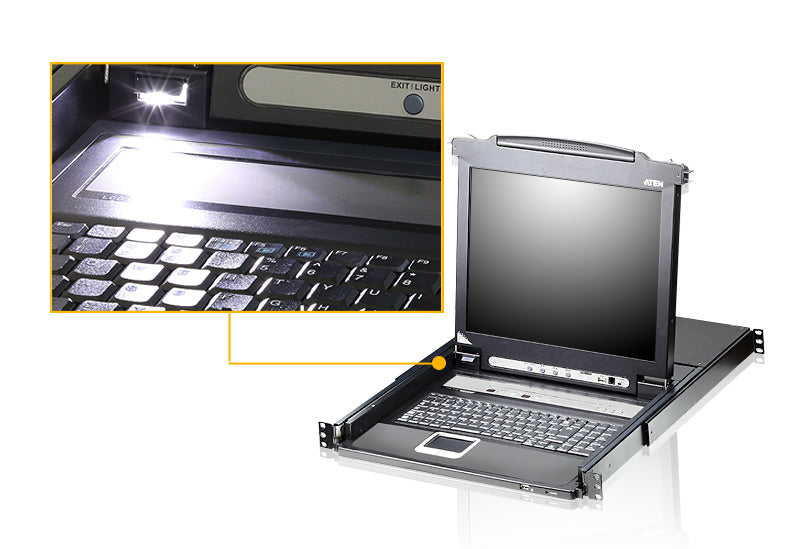 ATEN KVM-Switch, 8 Port, 17" LCD, Schweizer/DE-Tastatur