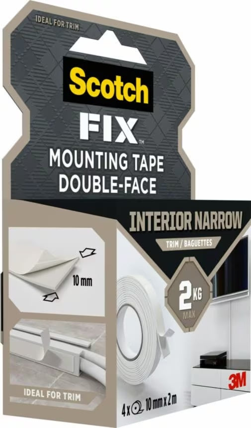 Scotch Montageband – 10 mm × 2 m, weiss, für Kunststoff, Innen, stark haftend