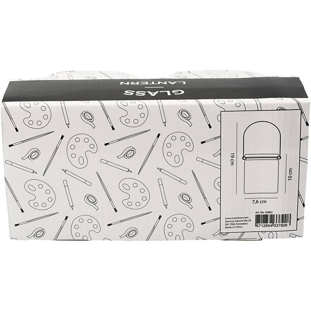 Creativ Company Laterne – Glas, transparent – 7,6 × 10 × 7,6 cm – 2-teilig
