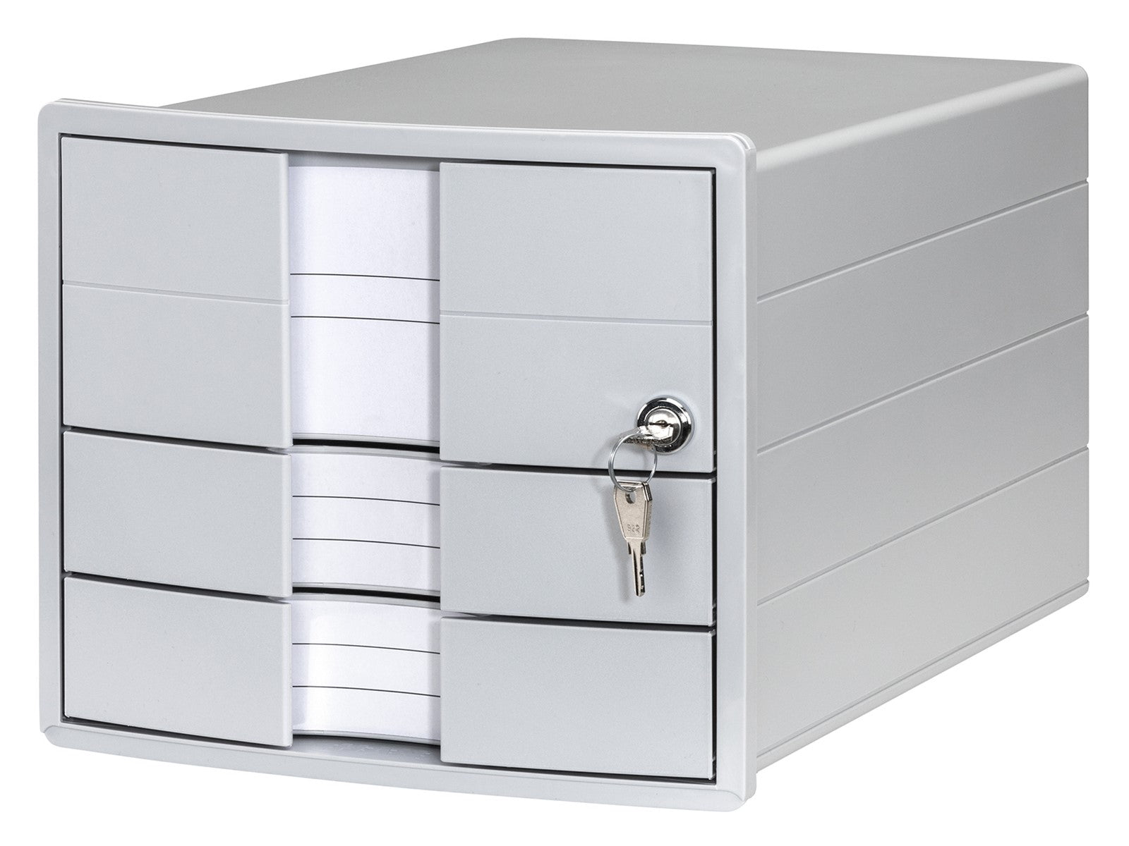 HAN Schubladenelement – 3 Schubladen, für C4, abschliessbar, grau, Polystyrol (PS), B 280 × H 235 × T 367 mm