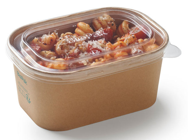 BioPak Take-away-Box, Papier/Karton (PLA-beschichtet) – 1000 ml 120 × 171 × 77 mm, braun – FSC – 50 Stk.