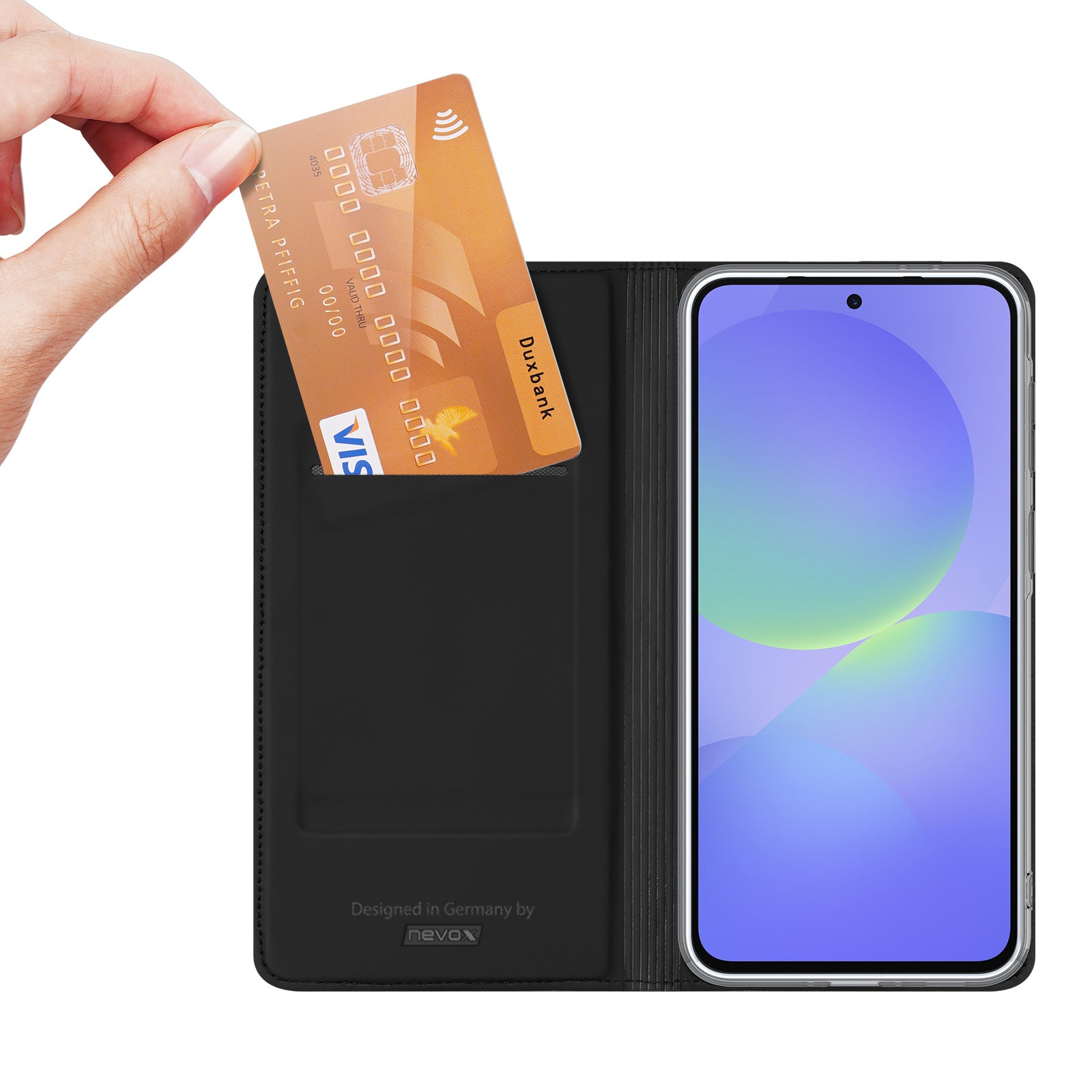 nevox Vario Series Folio – für Samsung Galaxy A37 5G, mit Ständer, mit Kartenfach, TPU, Schwarz