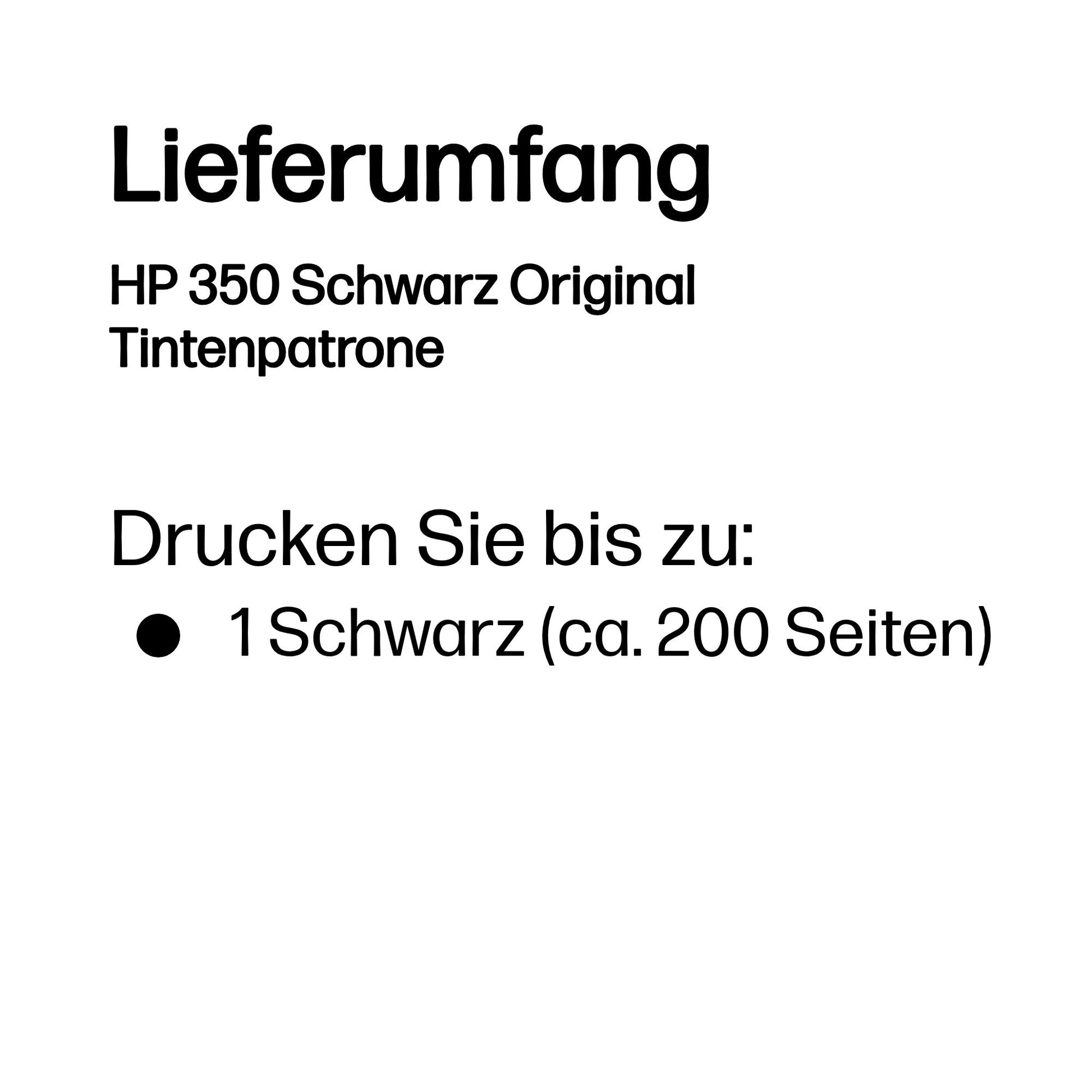 HP 350 Schwarz Tintenpatrone (Original) – 200 Seiten – für HP 350
