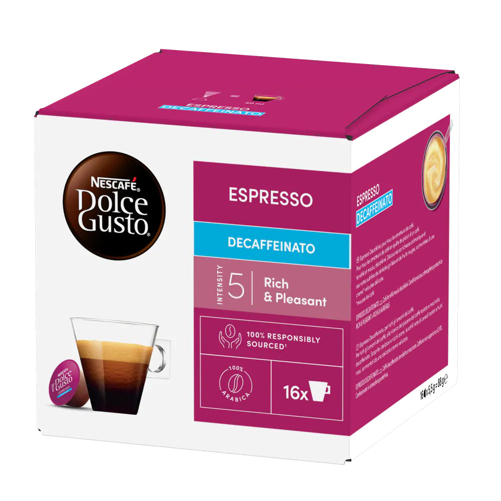 Nescafé Kapseln für Dolce Gusto – Espresso, entkoffeiniert, Intensität 5, 16 Kapseln