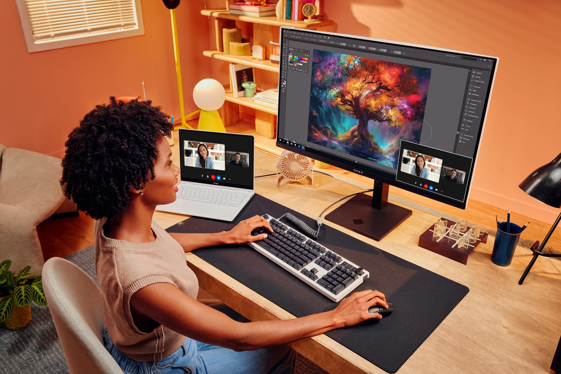 HP OMEN Transcend 32 – 31,5", 3840 × 2160 (4K), OLED, 240 Hz, USB-C 140 W, KVM, DisplayHDR 400