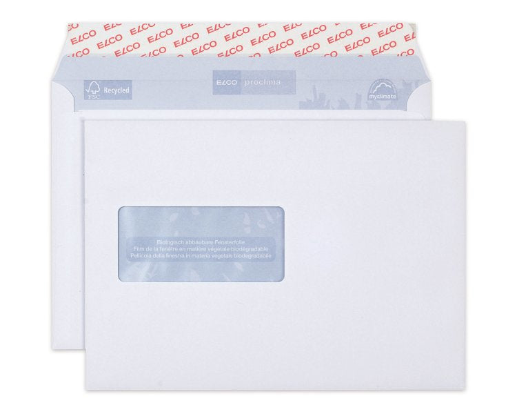 Elco Couvert C5, Fenster links, Haftklebung, weiss, 100 g/m², mit Innendruck – 500 Stk.