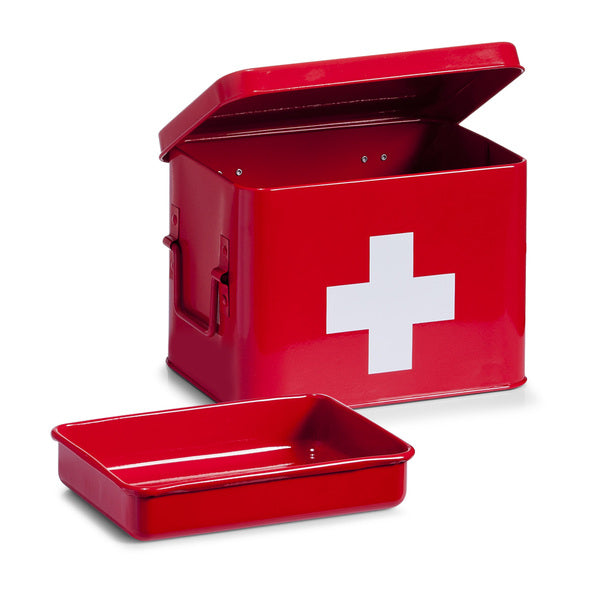Zeller Present Aufbewahrungsbox – Metall – Rot – mit Griff – 160 × 160 × 215 mm