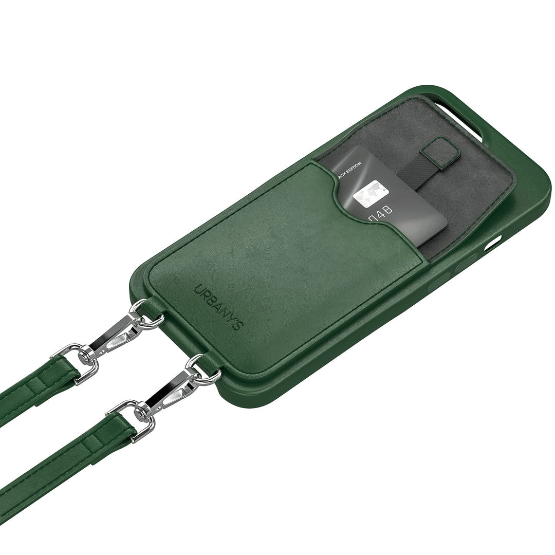 Urbany's Necklace-Hülle – für Apple iPhone 17 Pro Max – grün – mit Kartenfach, mit Kordel