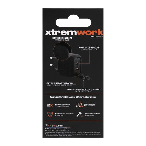 T'nB Xtremework USB-Ladegerät 30 W – USB-A×2 – QC 3.0 – Rosa