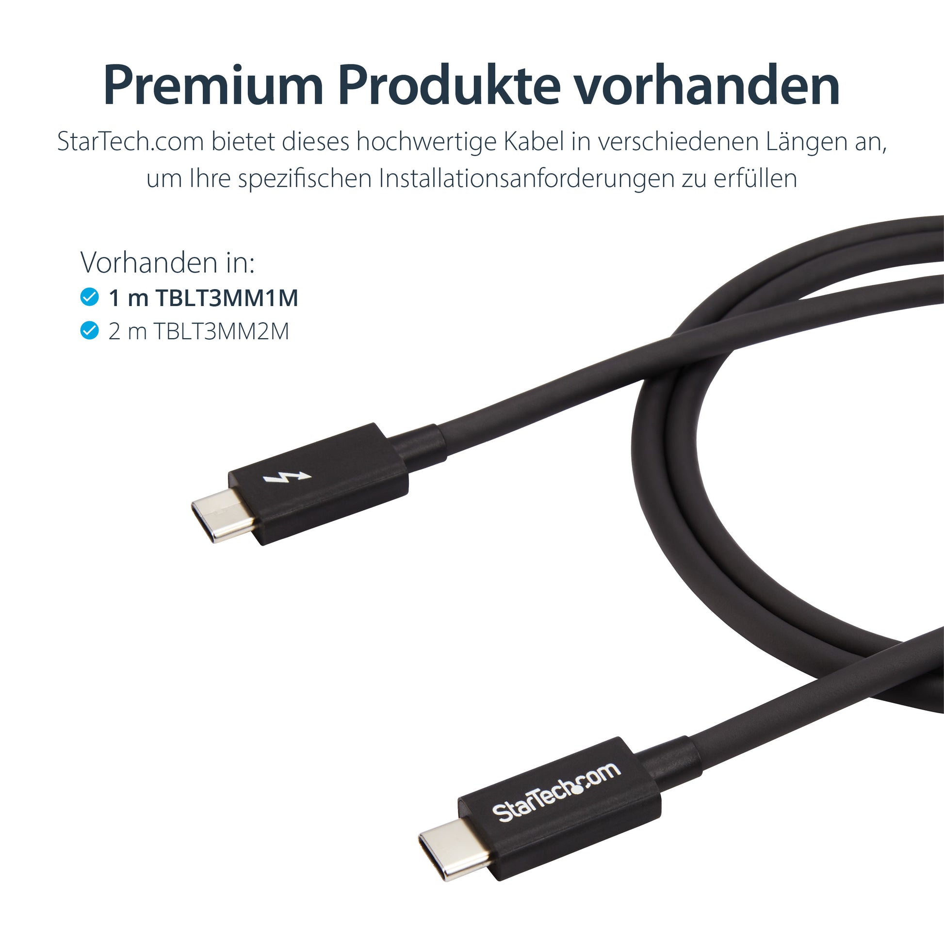 StarTech.com Thunderbolt 3 (USB-C) Kabel – 20 Gbit/s – 1 m – PD 100 W – PVC-Mantel – Schwarz