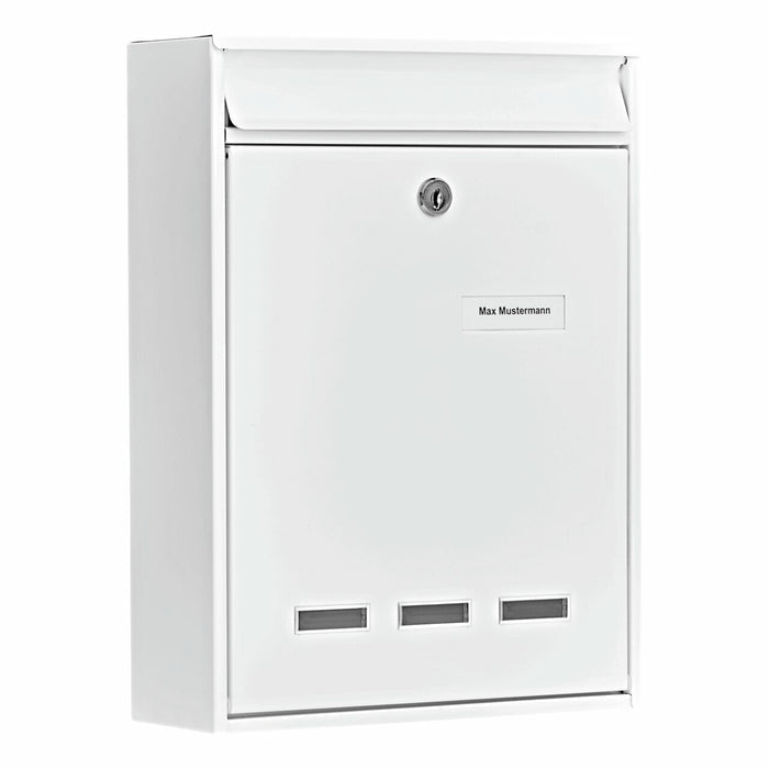 BURG-WÄCHTER Briefkasten – Stahl, weiss, 25,5 × 34 × 8,5 cm – 1er-Pack