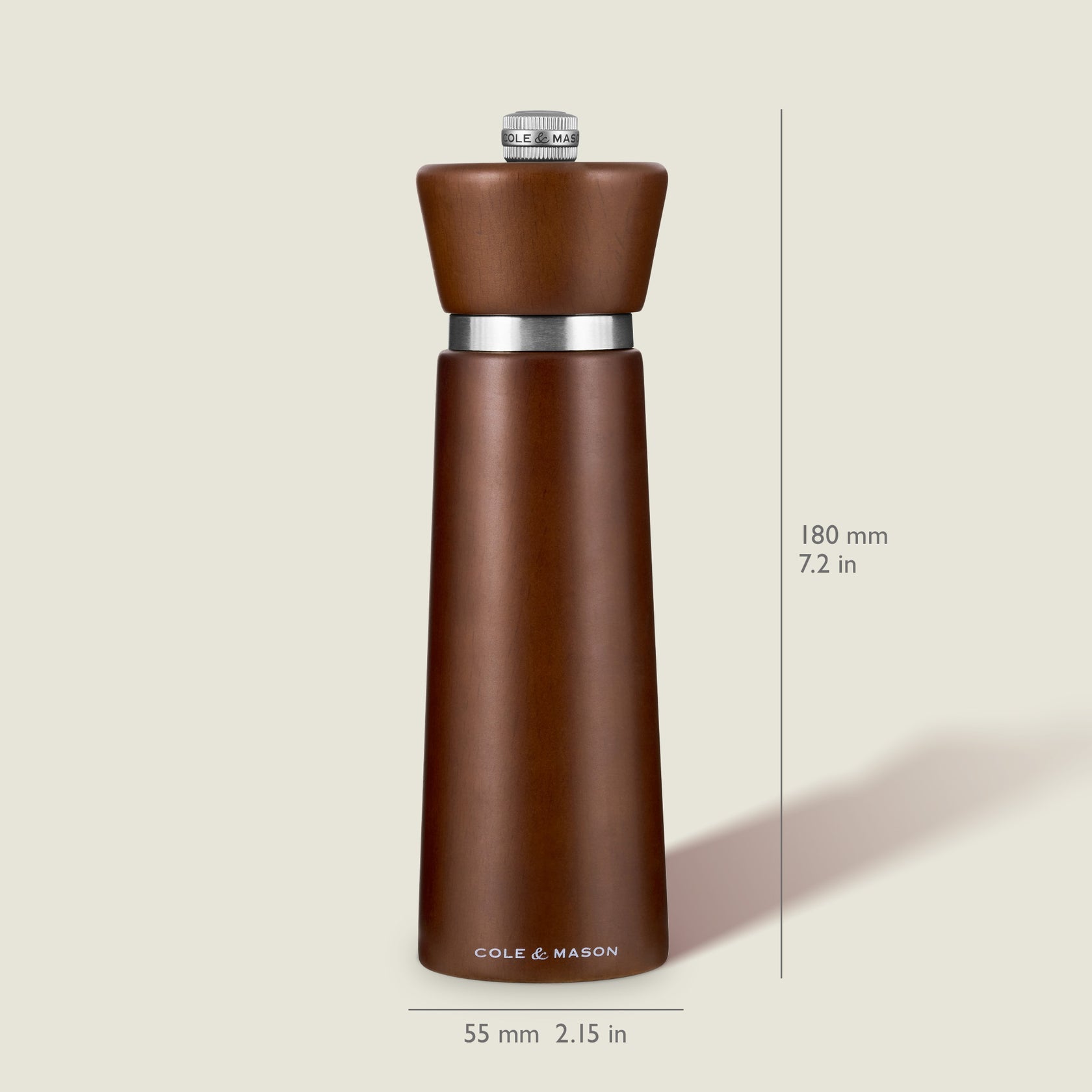 Cole & Mason Salz-/Pfeffermühle Ø 5,5 × 18 cm, Buche/Edelstahl, Braun