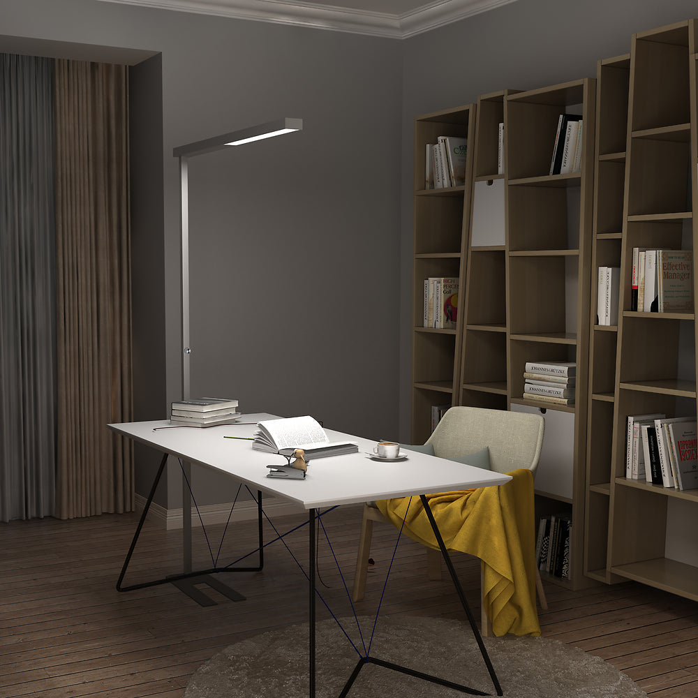 Unilux Stehleuchte STRATUS – 6581 lm, 4100 K, dimmbar, 195 cm – Silber