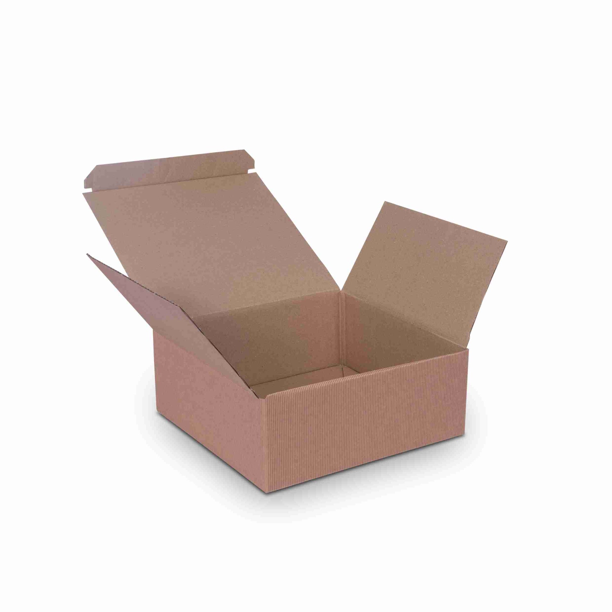 Model Geschenkbox offene Welle braun – 285 × 270 × 110 mm – 1 Stk., ab 20 Stk.