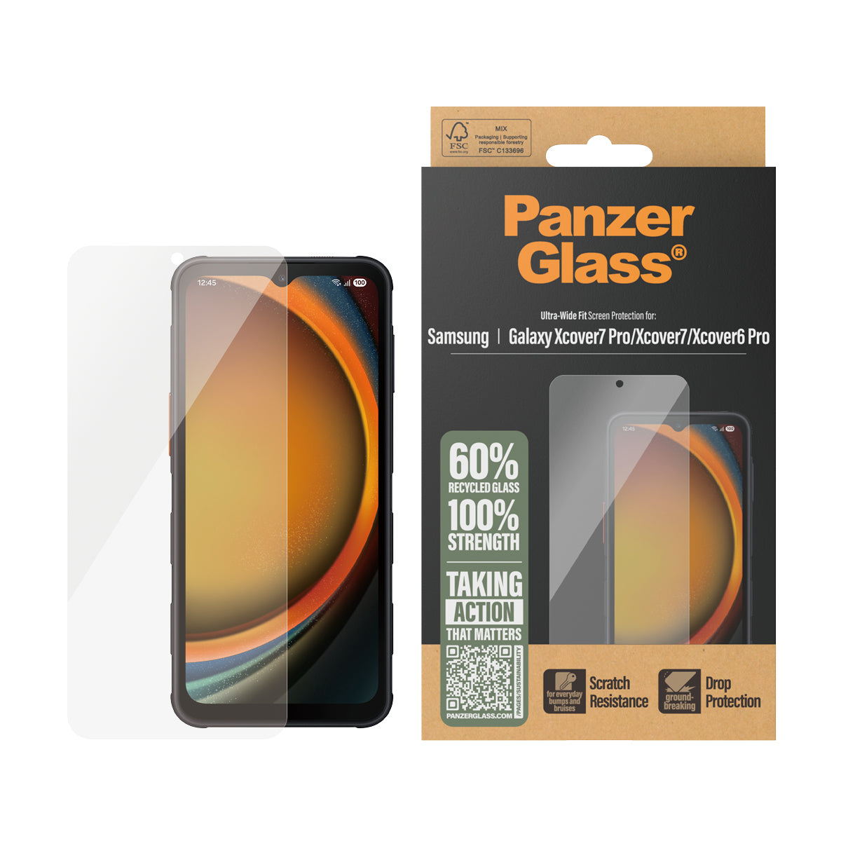 PanzerGlass Displayschutz (Panzerglas) – für Galaxy XCover7 Pro 5G/Galaxy XCover7 5G/Galaxy XCover6 Pro 5G