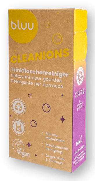 Bluu BL00120 Allzweckreiniger für Glas-, Edelstahl- und Kunststoffflaschen – Box – 112 g, 140 Stk.
