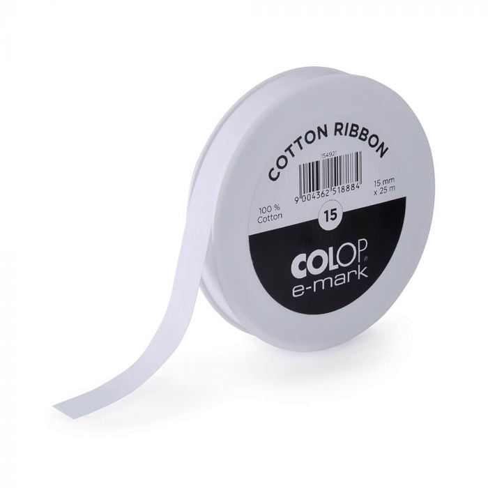 Colop 154921 Textil-/Satinband – Weiss – 15 mm × 25 m – für E-mark