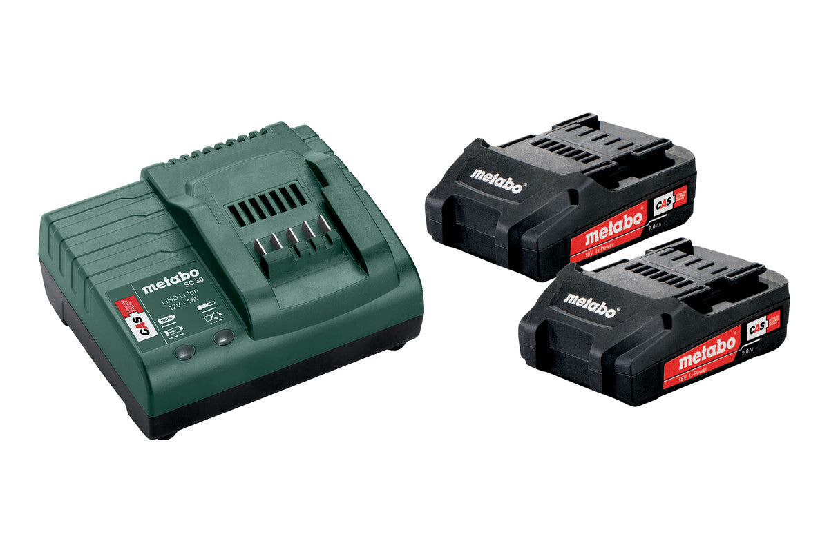 Metabo Basic Set Batterie- & Ladegerät-Set 18 V, 2× 2,0 Ah Li-Ion – für CAS-System