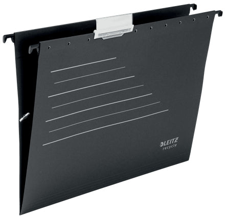Leitz Hängemappe Recycle – für A4, Bodenbreite 15 mm, schwarz, Karton, inkl. Reiter
