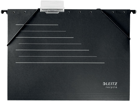Leitz Hängemappe Recycle – für A4, Bodenbreite 15 mm, schwarz, Karton, inkl. Reiter
