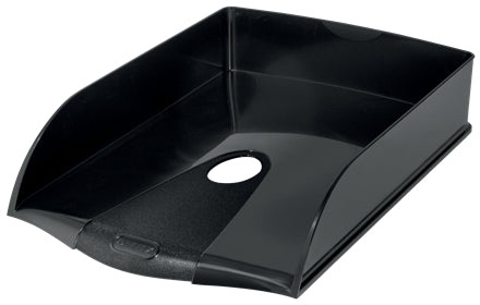 Leitz Briefkorb – mit Griffausschnitt, mit Beschriftungsfeld, glänzend, schwarz, B 255 × H 70 × T 385 mm
