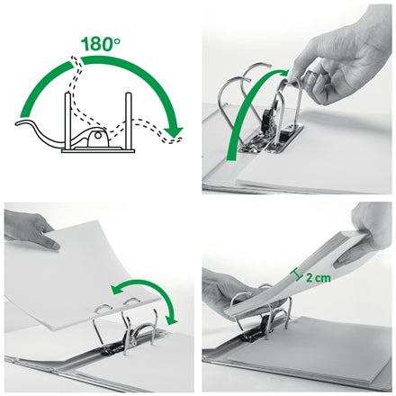 Leitz WOW 180° Ordner – für A4 – Rückenbreite 5,2 cm – Schwarz