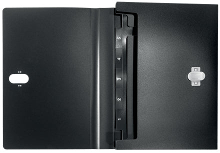 Leitz Fächermappe A4 – Druckknopf, Kunststoff, schwarz, bis 250 Blatt