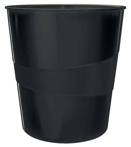 Leitz Papierkorb – 15 l – Kunststoff, Schwarz – Ø 290 × H 324 mm, Blauer Engel