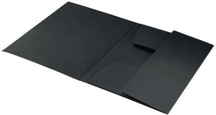 Leitz Einlagemappe Recycle A4 – 3 Klappen, Gummiband, Karton, Schwarz, bis 250 Blatt