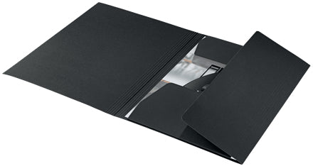 Leitz Einlagemappe Recycle A4 – 3 Klappen, Gummiband, Karton, Schwarz, bis 250 Blatt