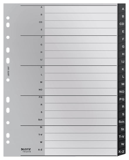 Leitz Register A4 Überbreit – Alphabetisch A–Z, 20 Taben, PP Schwarz/Weiss, 20-fach, Geeignet für Zeigetaschen