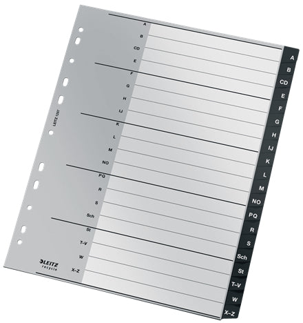 Leitz Register A4 Überbreit – Alphabetisch A–Z, 20 Taben, PP Schwarz/Weiss, 20-fach, Geeignet für Zeigetaschen