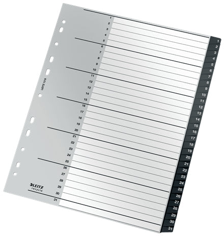 Leitz 12180000 Register – PP, schwarz, weiss, numerischer Registerindex