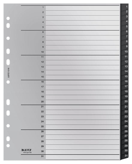 Leitz 12180000 Register – PP, schwarz, weiss, numerischer Registerindex