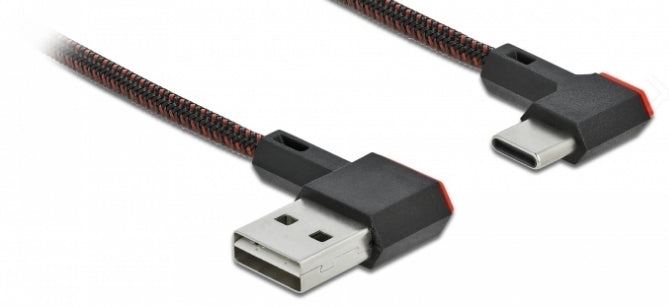 DeLOCK USB-A auf USB-C Kabel – USB 2.0 (480 Mbit/s) – 1,5 m – Abgewinkelt, beidseitig einsteckbar – Schwarz