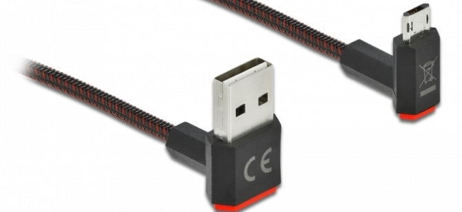 DeLOCK USB-Kabel – USB-A auf Micro-USB-B Kabel – USB 2.0 (480 Mbit/s) – 1 m – Abgewinkelt – Schwarz