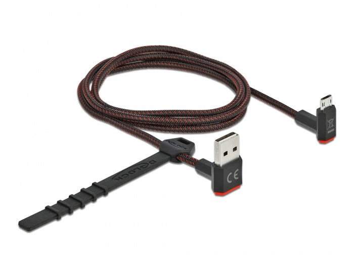 DeLOCK USB-Kabel – USB-A auf Micro-USB-B Kabel – USB 2.0 (480 Mbit/s) – 1 m – Abgewinkelt – Schwarz