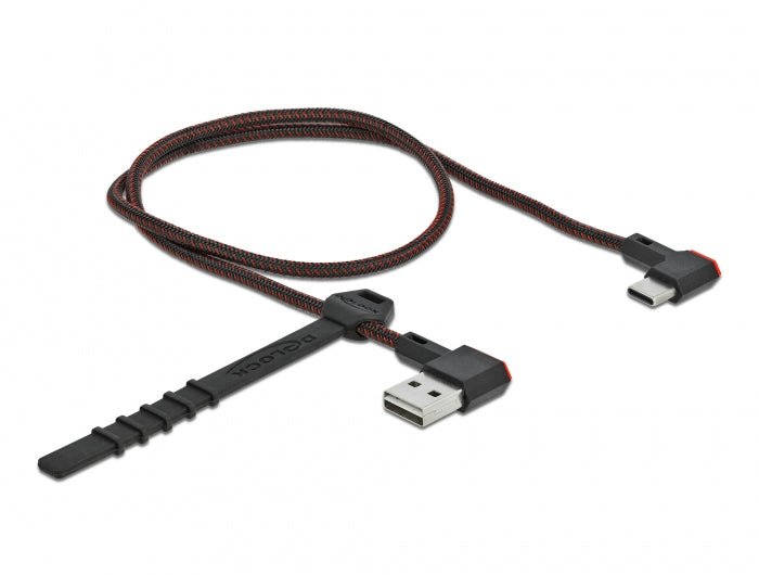 DeLOCK USB-A auf USB-C Kabel – USB 2.0 (480 Mbit/s) – 0,5 m – Abgewinkelt, beidseitig einsteckbar – Schwarz