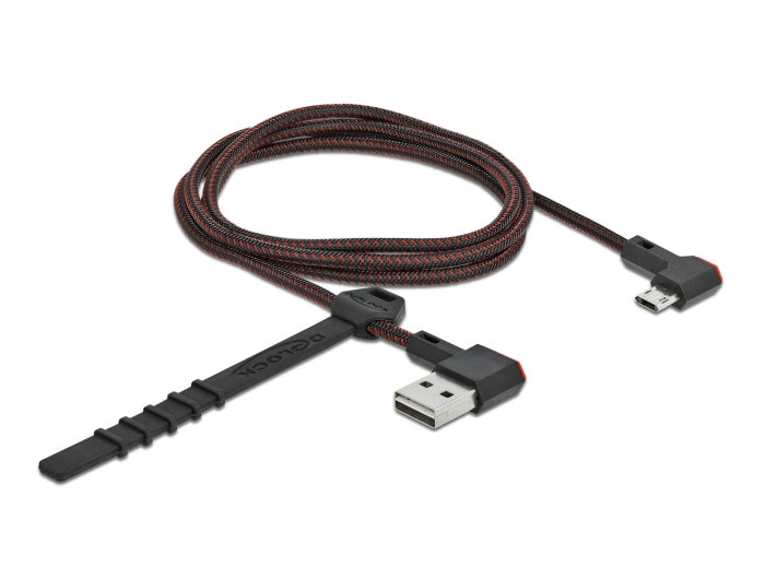 DeLOCK USB-A auf Micro-USB-B Kabel – USB 2.0 (480 Mbit/s) – 1 m – Abgewinkelt, Goldstecker – Schwarz
