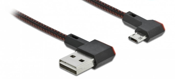 DeLOCK USB-A auf Micro-USB-B Kabel – USB 2.0 (480 Mbit/s) – 1 m – Abgewinkelt, Goldstecker – Schwarz