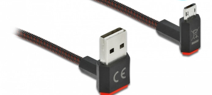 DeLOCK USB-A auf Micro-USB-B Kabel – USB 2.0 (480 Mbit/s) – 2 m – Abgewinkelt – Schwarz