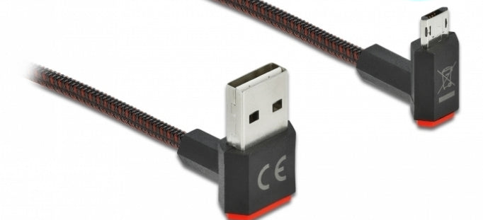 DeLOCK USB-A auf Micro-USB-B Kabel – USB 2.0 (480 Mbit/s) – 0,2 m – Abgewinkelt, beidseitig einsteckbar – Sc