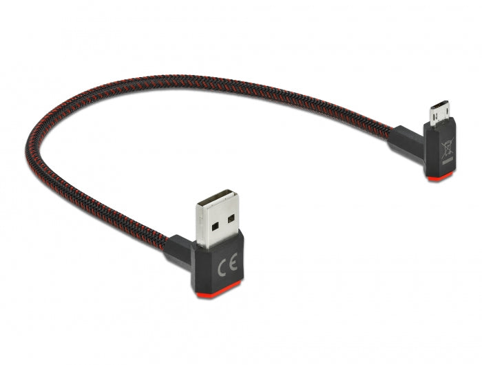 DeLOCK USB-A auf Micro-USB-B Kabel – USB 2.0 (480 Mbit/s) – 0,2 m – Abgewinkelt, beidseitig einsteckbar – Sc