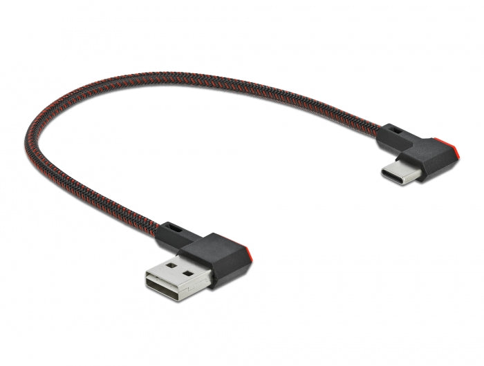 DeLOCK USB-A auf USB-C Kabel – USB 2.0 (480 Mbit/s) – 0,2 m – Abgewinkelt – Schwarz