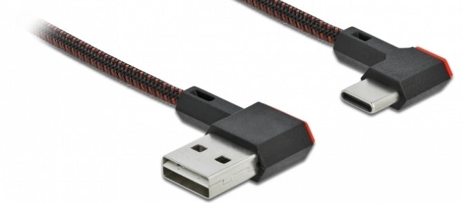 DeLOCK USB-A auf USB-C Kabel – USB 2.0 (480 Mbit/s) – 0,2 m – Abgewinkelt – Schwarz