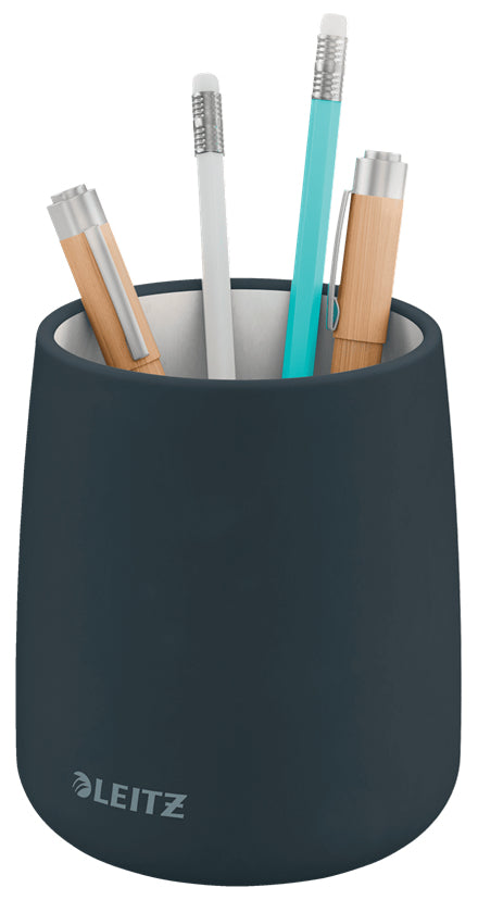 Leitz Stiftehalter – 1 Fach, Keramik, grau, Ø 87 × 105 mm, 1 Stück