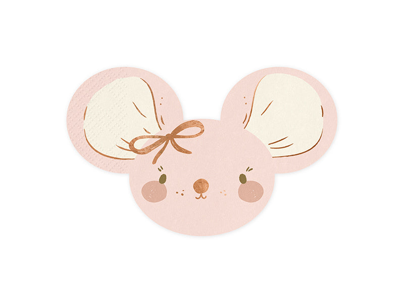 PartyDeco Servietten Maus – Hellrosa – 16 × 10 cm, 3-lagig – 20 Stück