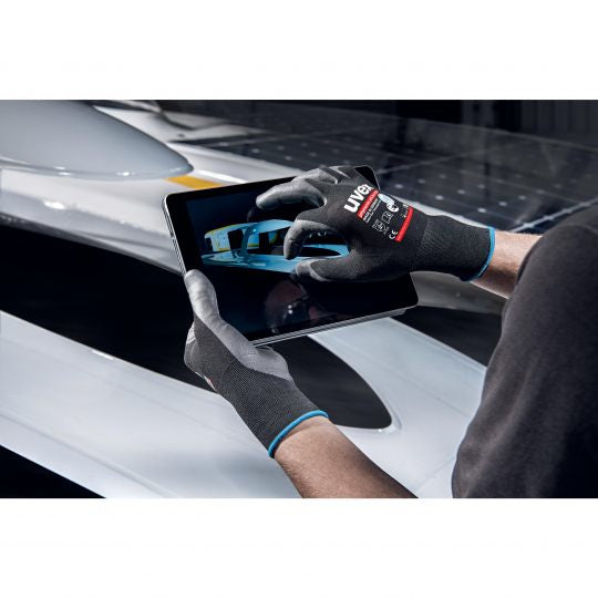 Uvex Arbeitshandschuhe phynomic airLite A – Grösse 9, 1 Paar – ESD, EN 388:3110X, Schwarz