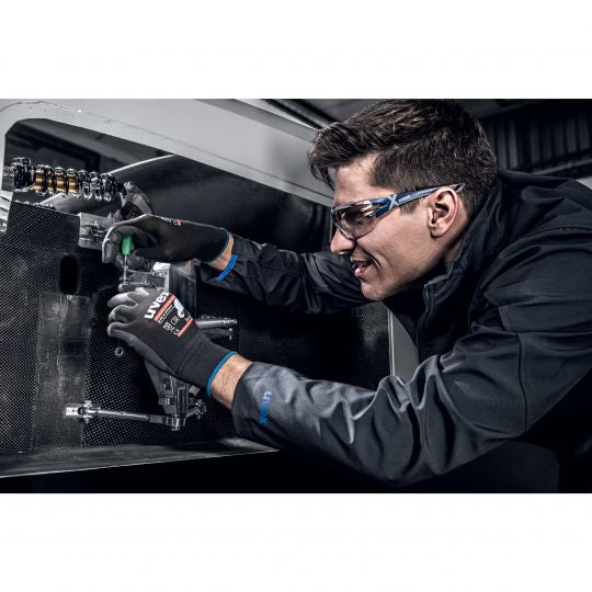 Uvex Arbeitshandschuhe phynomic airLite A – Grösse 6, 1 Paar – Polyamid, ESD, EN 388:3110X, Schwarz